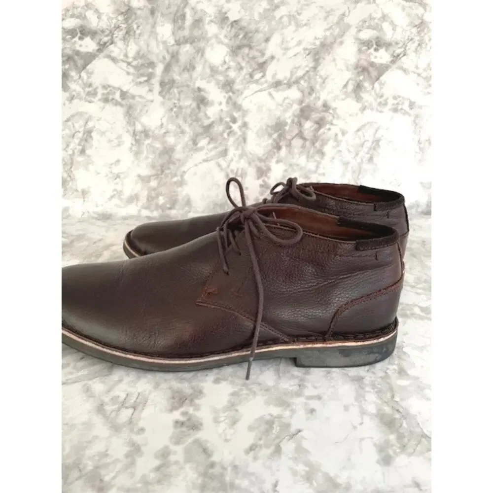 Kenneth Cole Reaction Brown Leather Chukka Boots Men's Size 12 Modern Classic